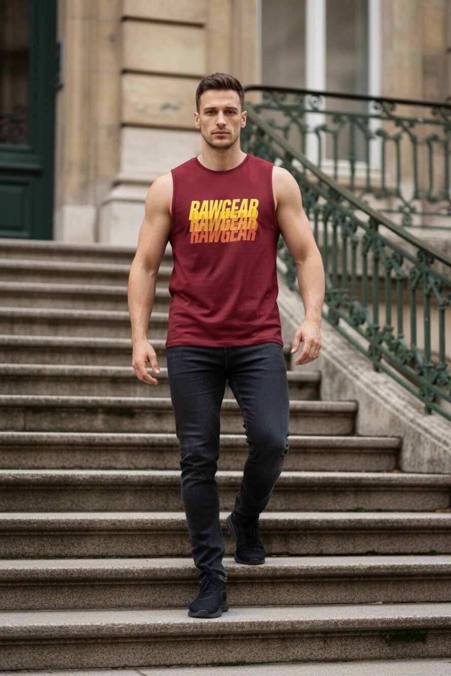 Rawgear Men’s Muscle Gym Workout Tank Top 2XL Pullover Front Pocket Running
